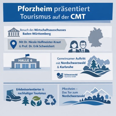 Landesausschuss besucht Pforzheimer Tourismusstand auf CMT